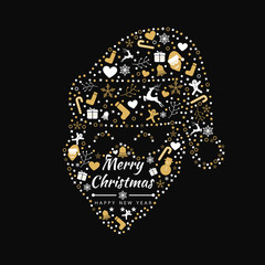 Merry Christmas background with element santa icons banner. Vector illustration