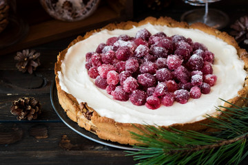 Cranberry meringue with cream cheese for the New Year's table