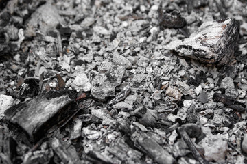 Gray ash from the oven background texture, cinder, grey ashes from the wood from the fireplace