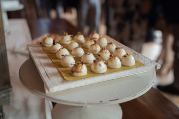 Table with delicious fresh chees food 