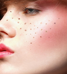 beauty closeup portrait of young attractive caucasian woman face makeup skin