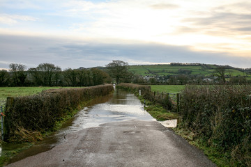 Fototapeta na wymiar flooded road 