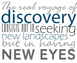 the real voyage of discovery consists not in seeking new landscapes but in having new eyes