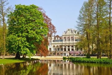 Obraz premium Filmmuseum with a beautiful lake in Amsterdam, Holland (Netherla