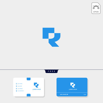 Premium initial R, RR outline creative logo template and business card design template include. vector illustration and logo inspiration
