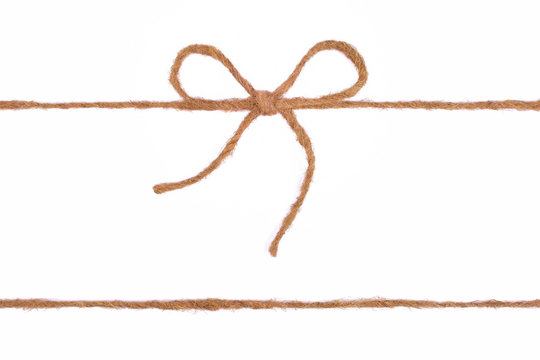 Burlap rope bow isolated on white background