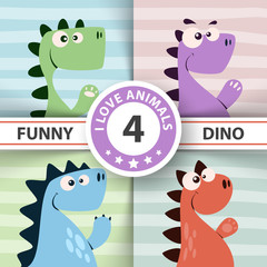 Cute dino illustration. Four items.