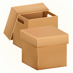 Empty cardboard box packaging container. Vector illustration isolated paper box