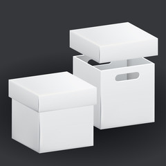 Empty cardboard box packaging container. Vector illustration isolated paper box