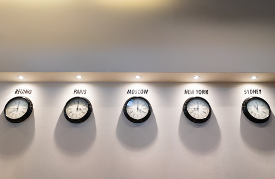 World clock. Beijing Paris Moscow New York Sydney