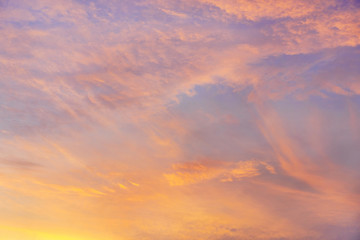 colorful dramatic sky with cloud at sunset