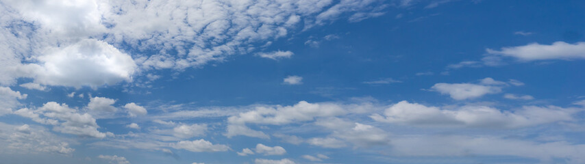 Panorama view of Sky background, Soft cloud in the blue sky on a sunny day.