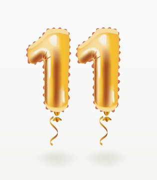 11 Years Golden Aluminum Foil Balloon anniversary