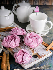 Homemade rose fruit marshmallow and white tea set