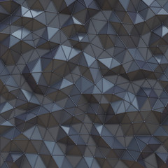 Black abstract polygonal triangle background 3D