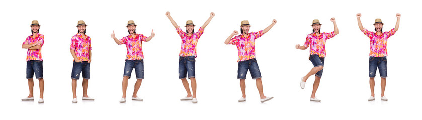 Fototapeta premium Young man in hat isolated on white