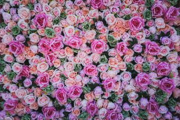 Artificial Flowers Wall for background
