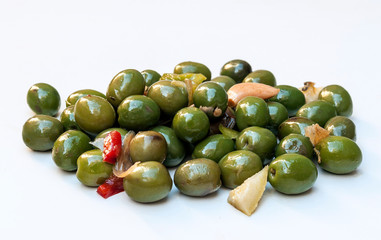 Olives surrounded by white background