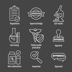 Drug Testing and Safety Icon Set Vector Graphic with Rounded Edges