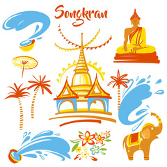 Happy songkran. Traditional thai new year day. Thailand festival.