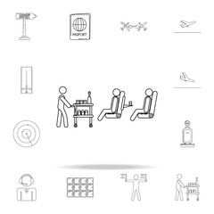 the stewardess serves food on icon. Airport icons universal set for web and mobile