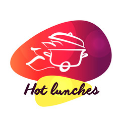 Silhouette of fire pan with cap with wheel. Concept image template logo design for fast delivery hot lunch