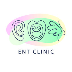 Template logo for linear ear, nose and throat. Concept ENT clinic. Medical sign