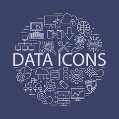 Data icons line set vector illustration.