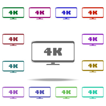 4k sign in monitor icon. Elements of Cinema and Teatr in multi color style icons. Simple icon for websites, web design, mobile app, info graphics