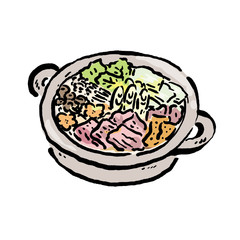 豆乳鍋　手描き　イラスト