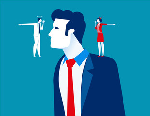 Decision making of business people. Concept business vector illustration, Devil and angle, Flat business cartoon, Confusion, Uncertainty, Thinking.