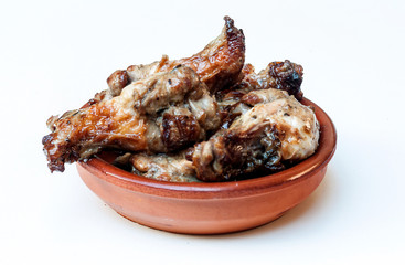 Chicken wings surrounded by white background