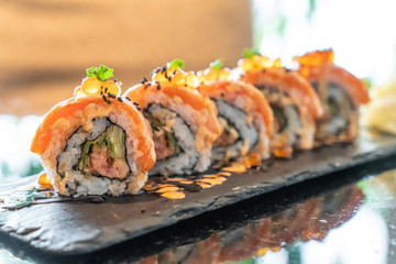 salmon sushi rolls with foie gras © topntp