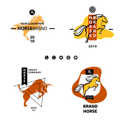 English translate hieroglyph Horse. Business Logotype Set Templa
