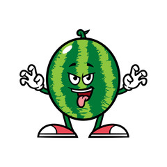 Cartoon Scaring Watermelon Character