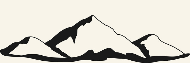 Mountains illustration. Hand drawn rocky peaks