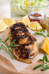 Fried chicken breast with spices