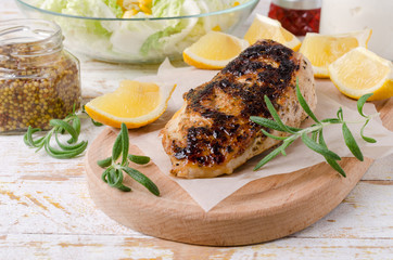 Fried chicken breast with spices
