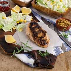 Fried chicken breast with spices