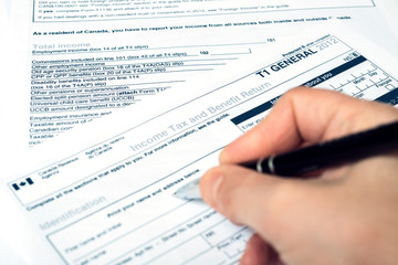 Fototapeta premium Canadian Revenue Agencies T1 tax form