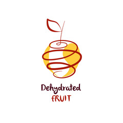 Dehydrate fruit logo. Abstract spiral inside silhouette apple. Concept vector illustration.