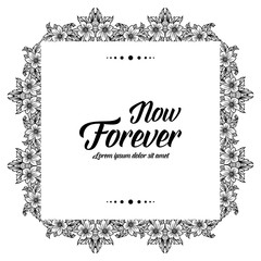 Beautiful vintage card for now forever text vector art