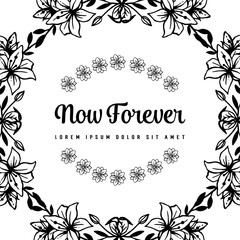 greeting card with now forever text and beaty flower vector