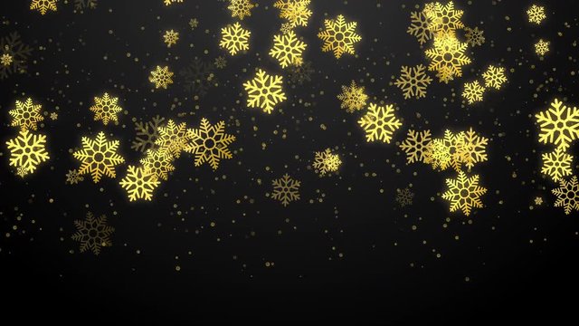 Christmas black and gold snowflake abstract festive background and happy 