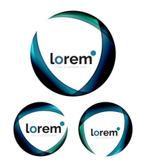 Set of geometric shape convergence logo design templates