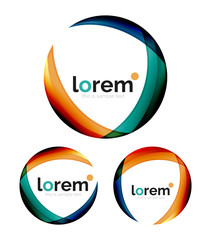 Set of geometric shape convergence logo design templates