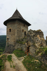 Fototapeta na wymiar View to main tower of medieval Somoska castle, Slovakia