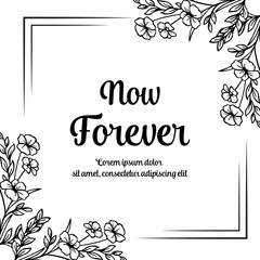 hand drawing flowers for now forever card vector