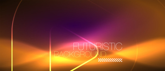 Color shiny neon lights background with abstract lines