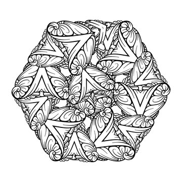 Vector abstract black and white ethnic mandala motif